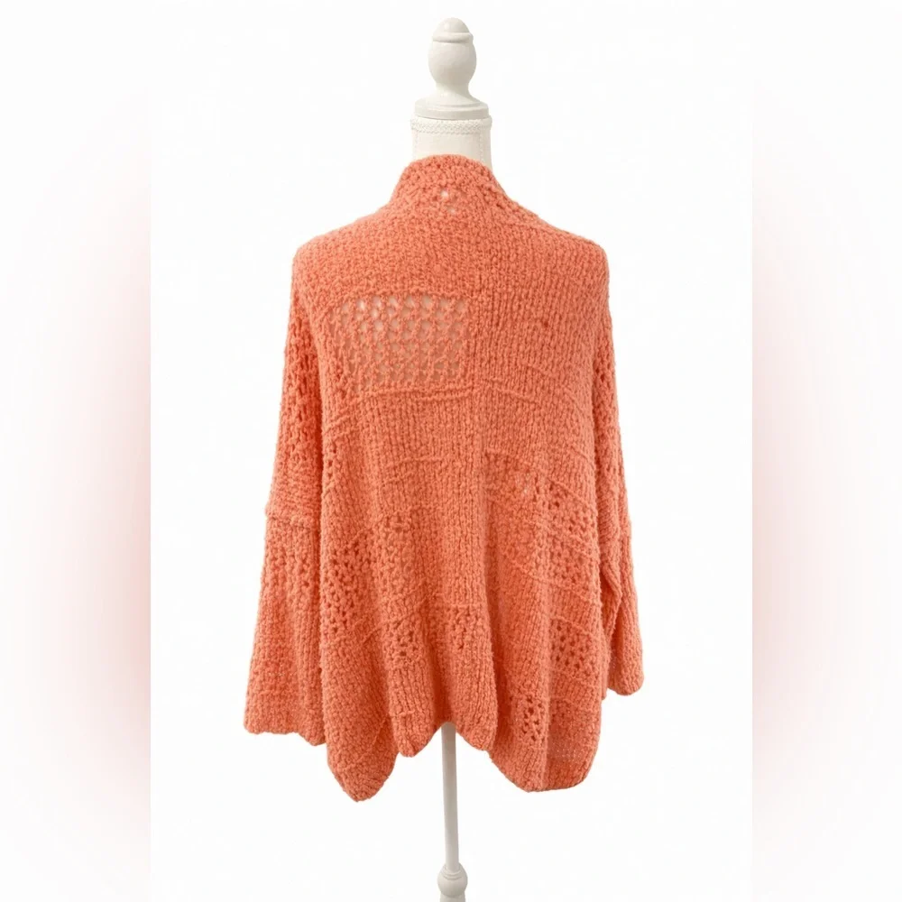 Free People Chunky Knit Open Cardigan Coral Size M/L Boho